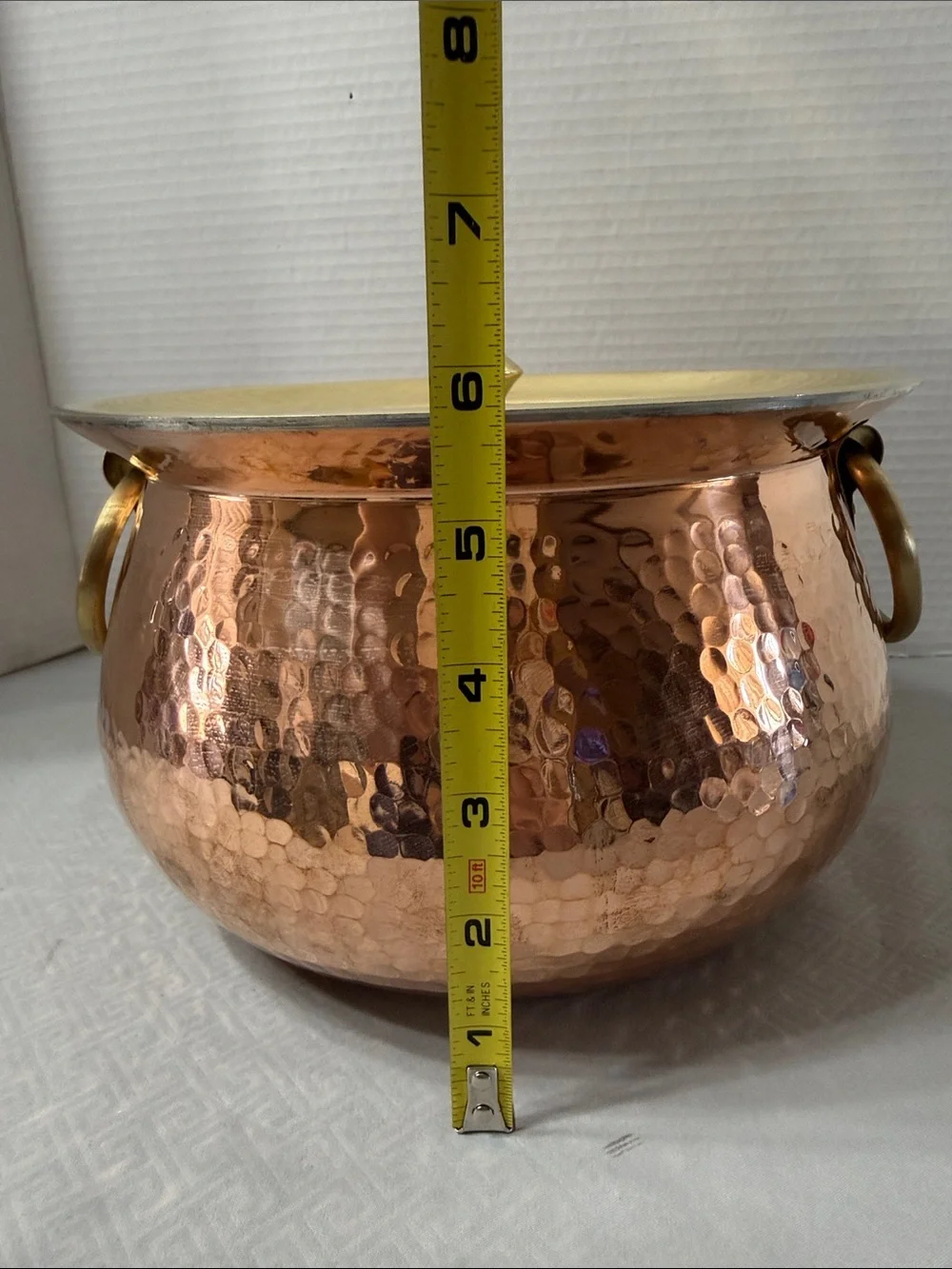 P-Tal Pure Hammered Copper Rose Gold Dutch Oven Cookware Brass Handles and Lid